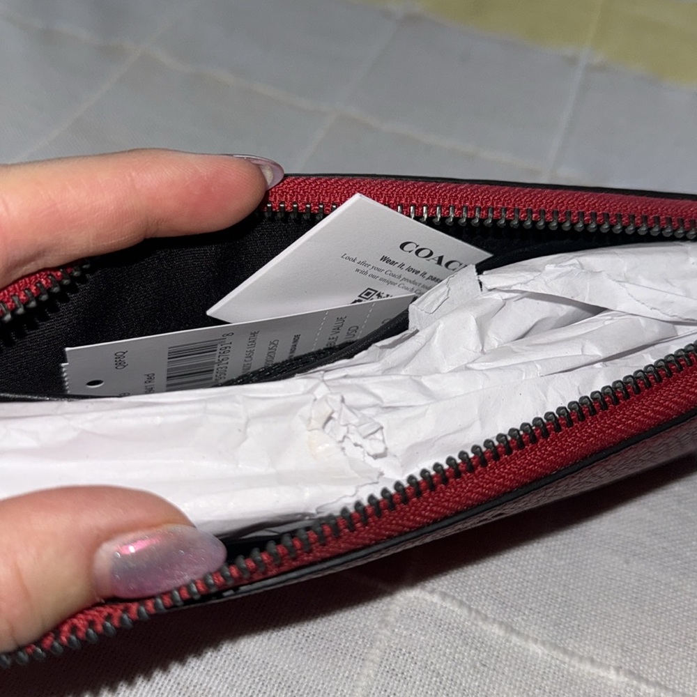 Coach Red Leather Zipper Pouch - Picture 7 of 7